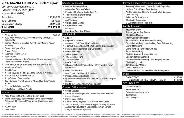 2025 MAZDA CX-30 2.5 S Select Sport Raleigh NC