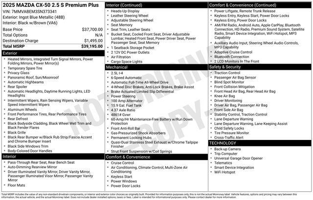 2025 MAZDA CX-50 2.5 S Premium Plus Package Raleigh NC