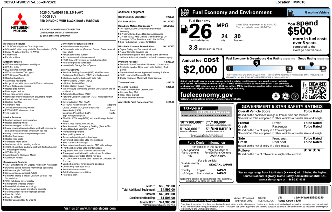 2025 Mitsubishi Outlander SEL Knoxville TN