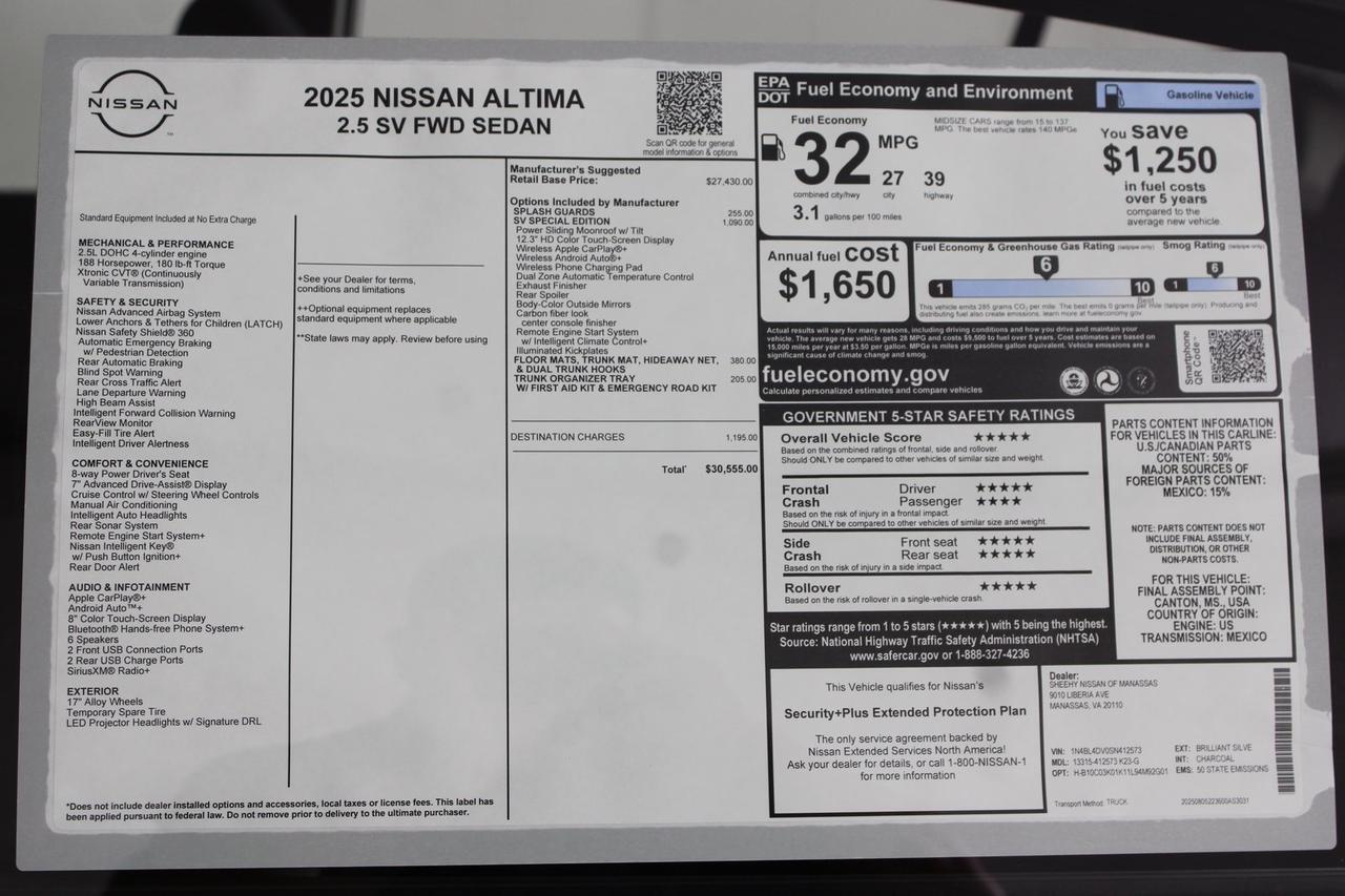 2025 Nissan Altima 2.5 SV Manassas VA