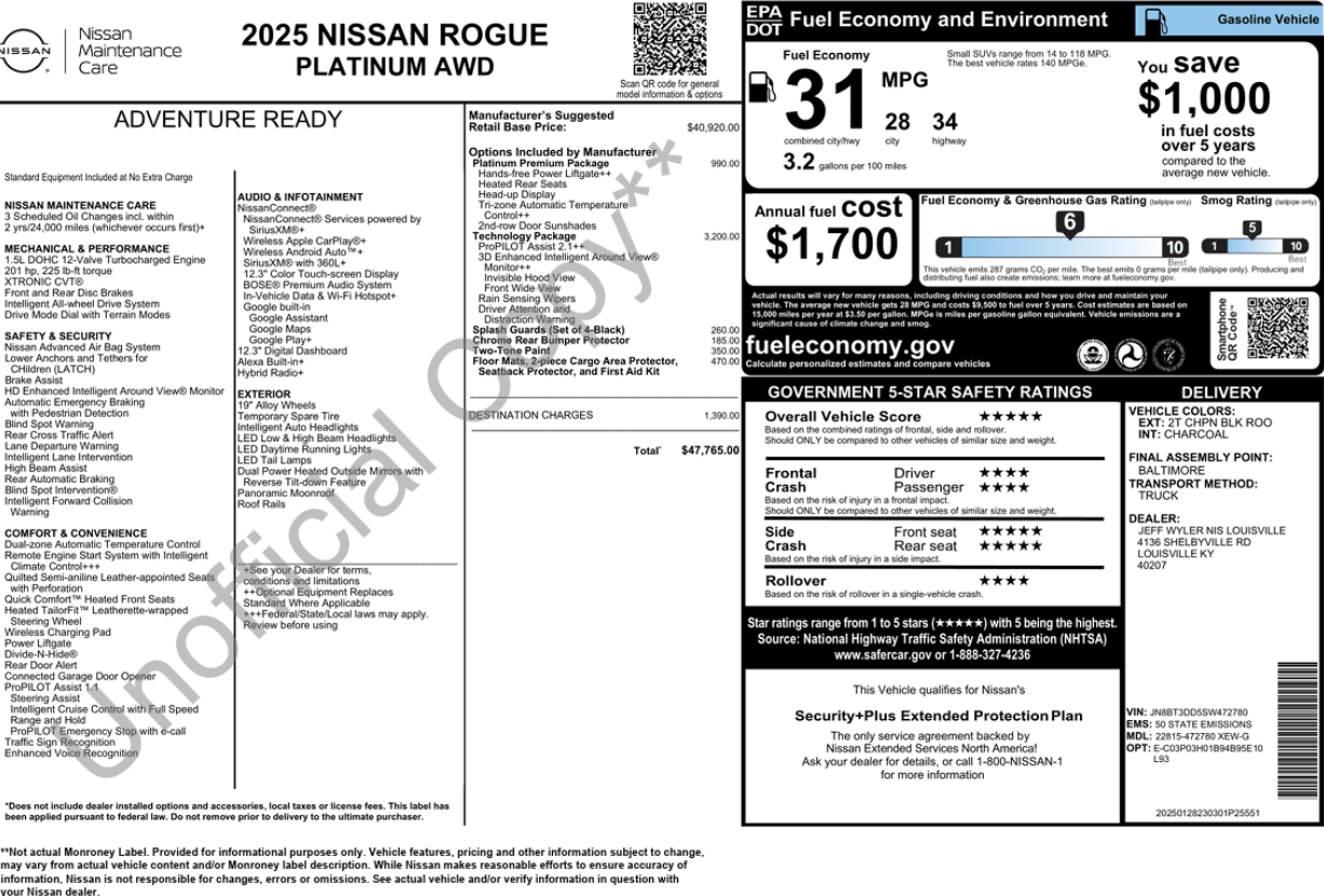 2025 Nissan Rogue Platinum Knoxville TN