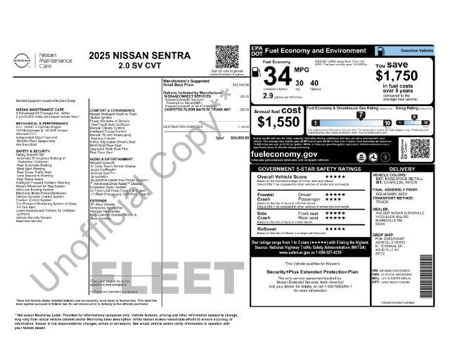 2025 Nissan Sentra SV Raleigh NC