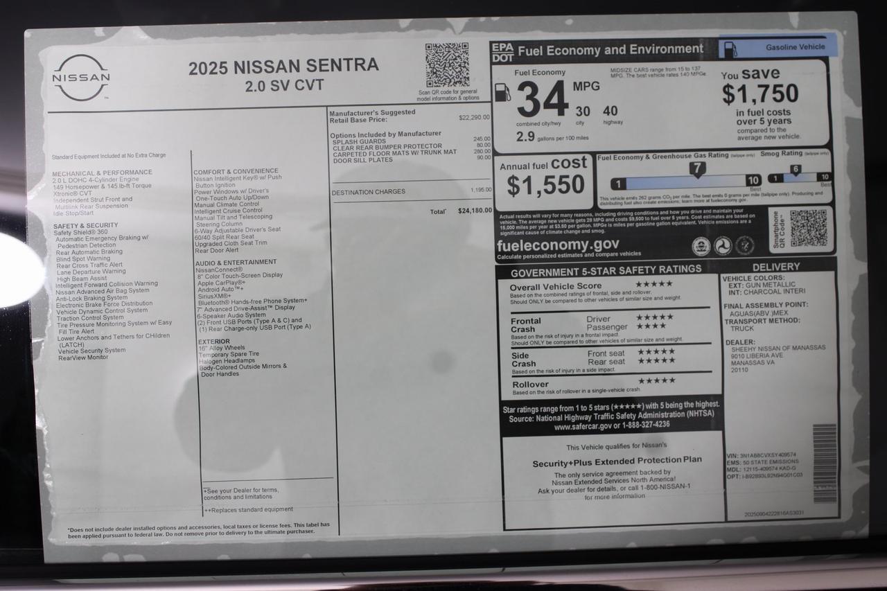 2025 Nissan Sentra SV Manassas VA