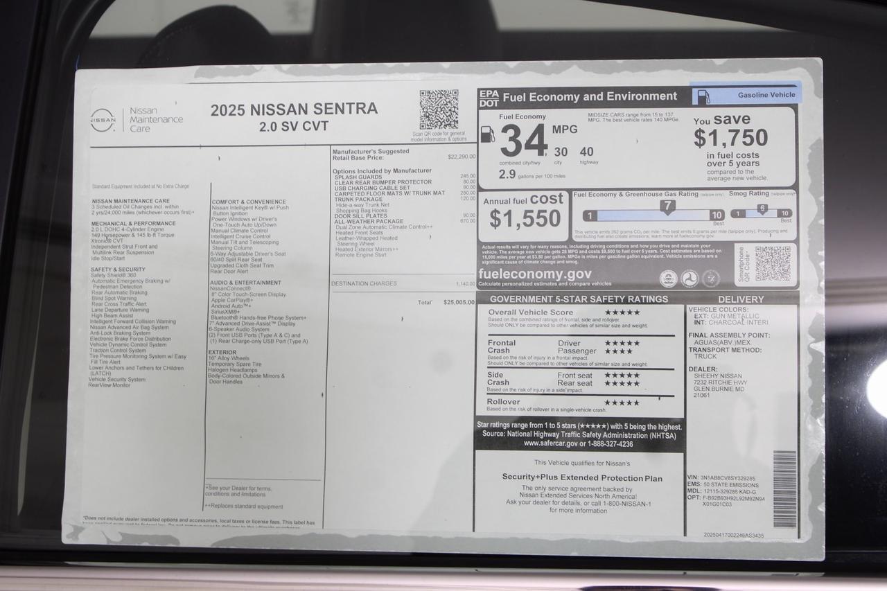 2025 Nissan Sentra SV Manassas VA
