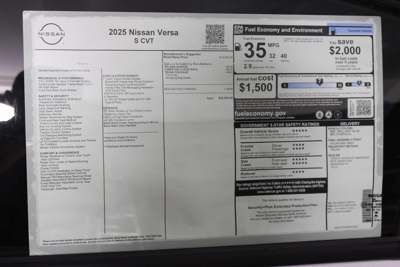 2025 Nissan Versa 1.6 S Manassas VA