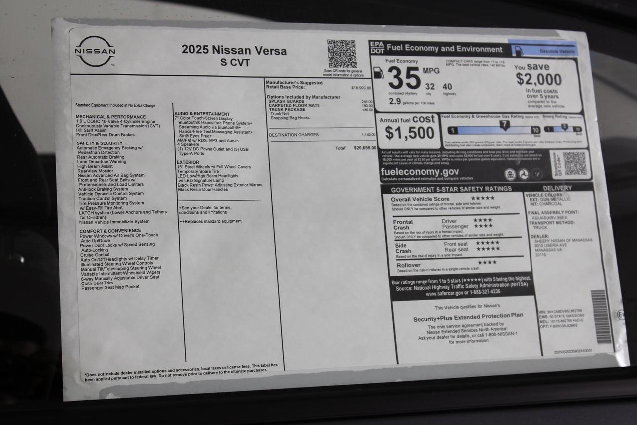 2025 Nissan Versa 1.6 S Manassas VA