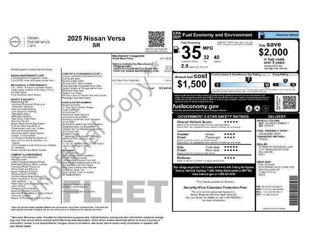 2025 Nissan Versa 1.6 SR Raleigh NC