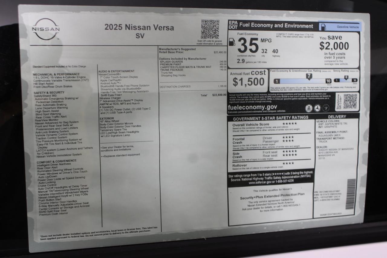 2025 Nissan Versa 1.6 SV Manassas VA