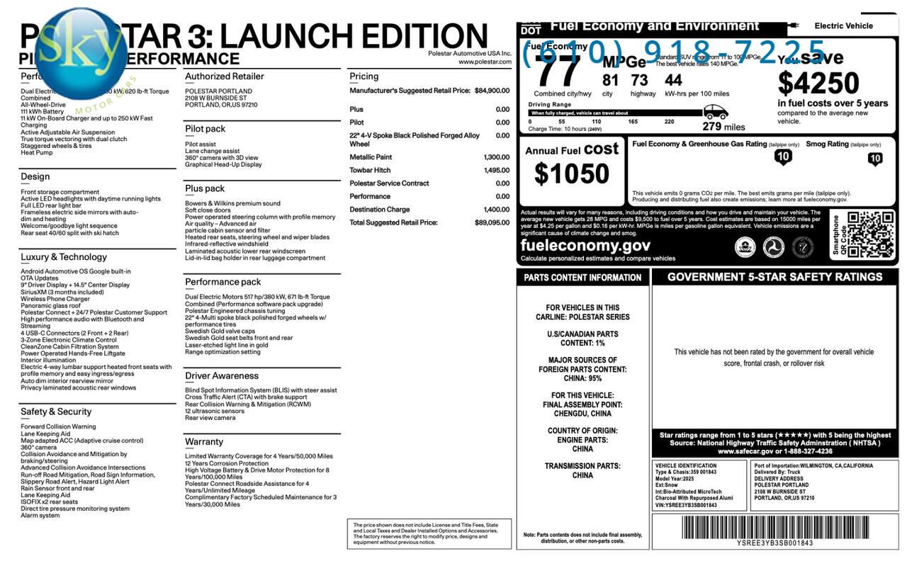 2025 Polestar 3 AWD Performance Launch Edition West Chester PA