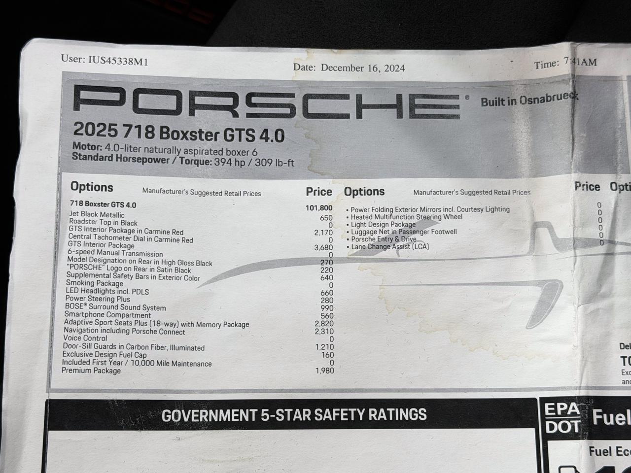 2025 Porsche 718 Boxster Gts 4.0 Newark DE