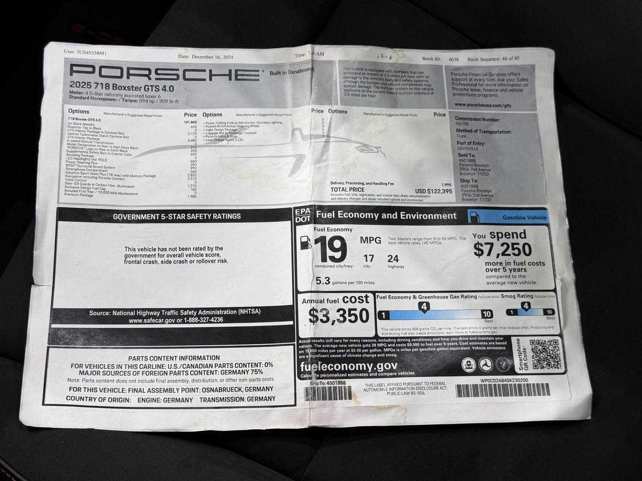 2025 Porsche 718 Boxster Gts 4.0 Newark DE