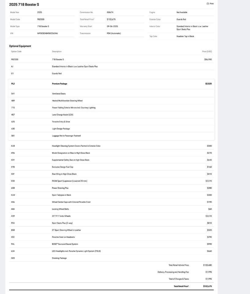 2025 Porsche 718 Boxster S Pompano Beach FL