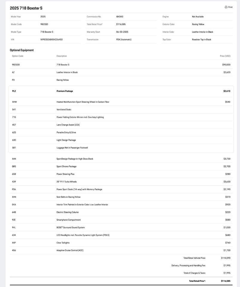 2025 Porsche 718 Boxster S Pompano Beach FL
