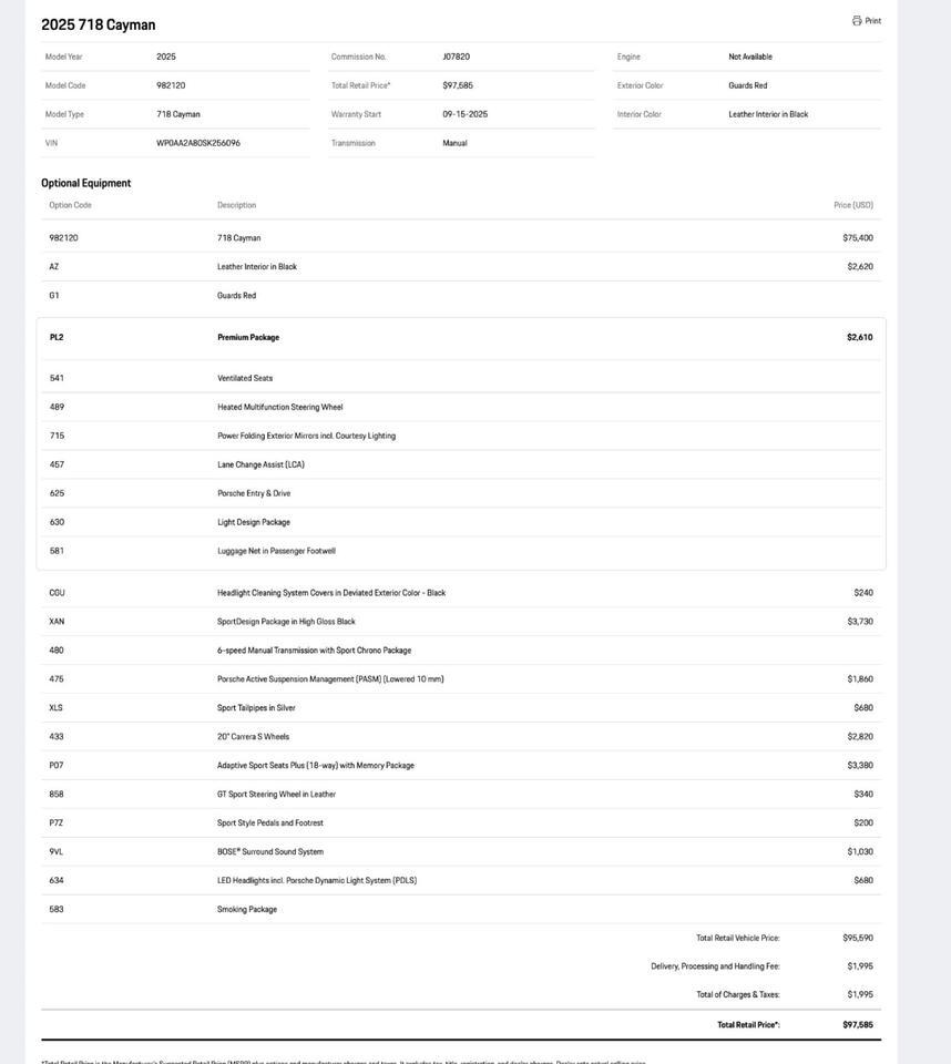 2025 Porsche 718 Cayman Pompano Beach FL