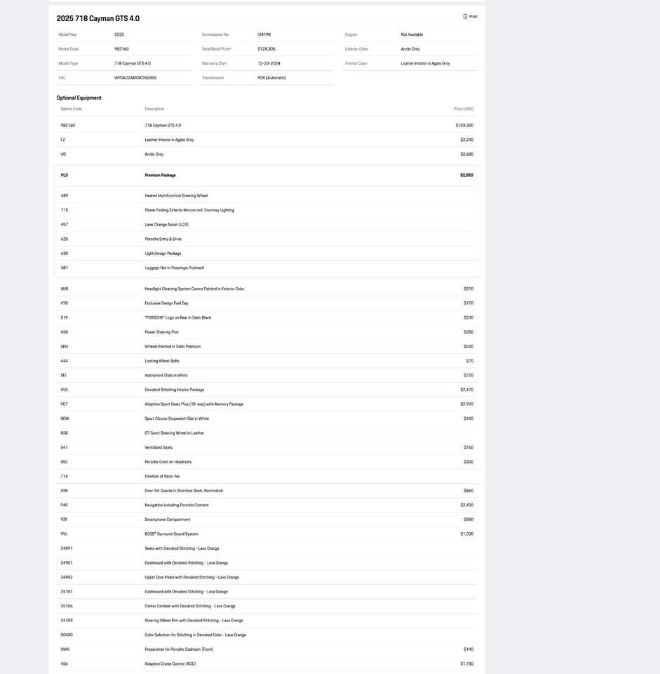 2025 Porsche 718 Cayman GTS 4.0 Pompano Beach FL