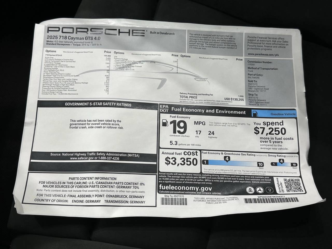 2025 Porsche 718 Gts 4.0 Newark DE