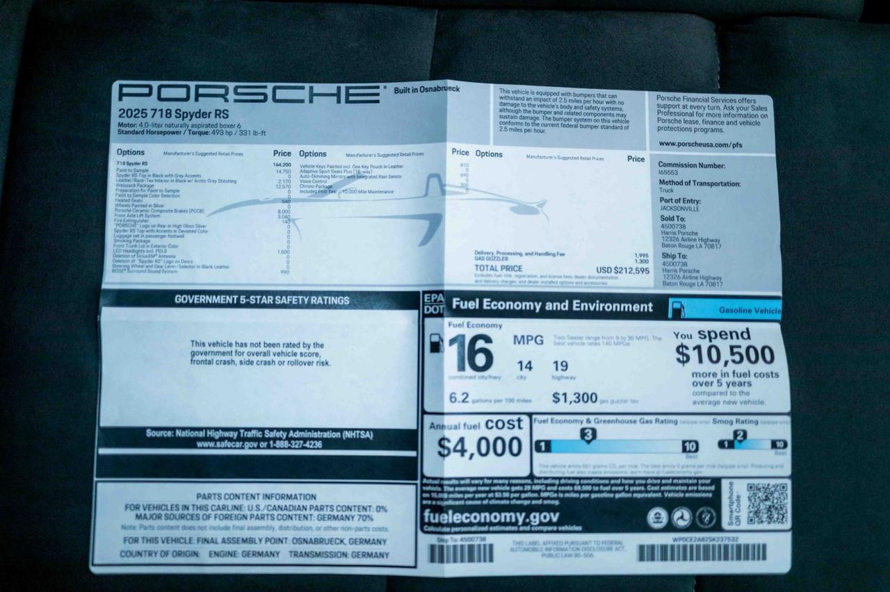 2025 Porsche 718 Spyder RS
