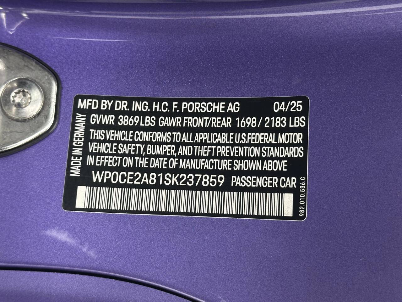 2025 Porsche 718 Spyder RS Newark DE