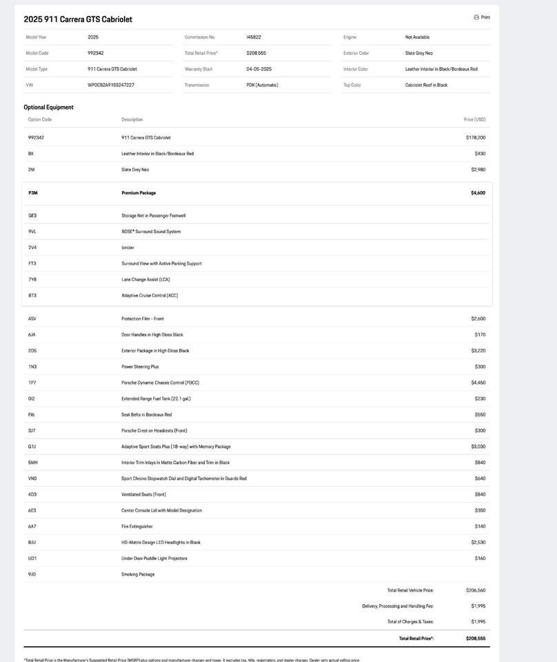 2025 Porsche 911 Carrera GTS Cabriolet Pompano Beach FL