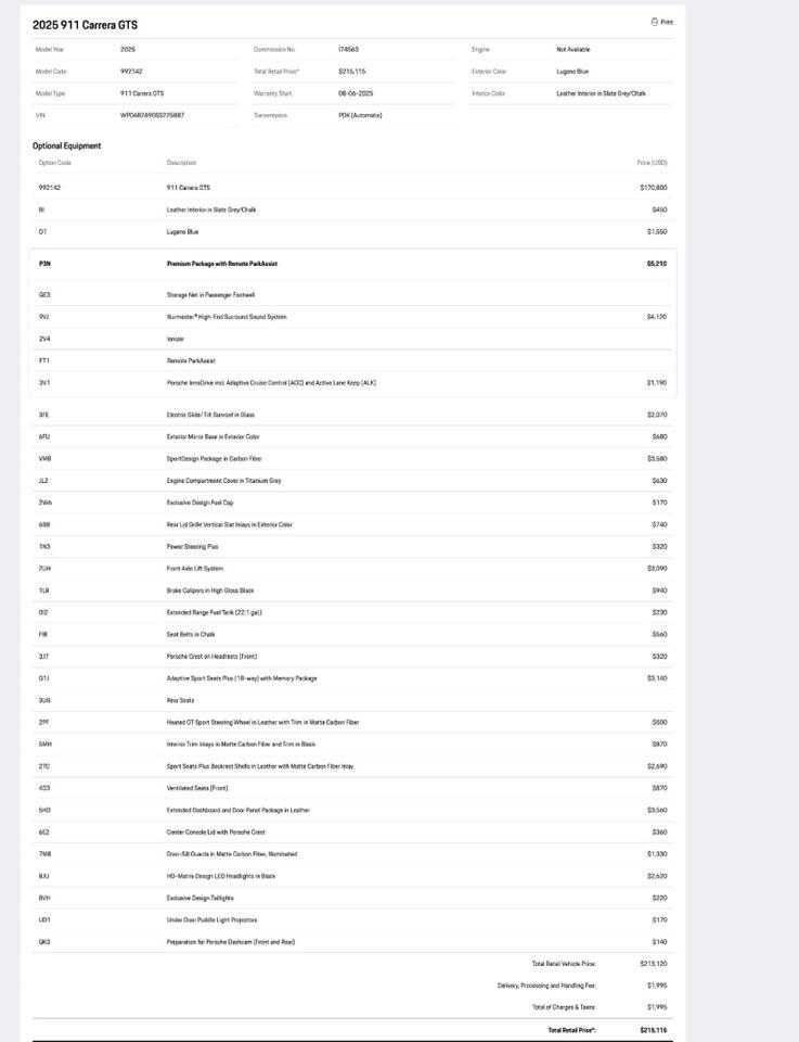 2025 Porsche 911 Carrera GTS Pompano Beach FL