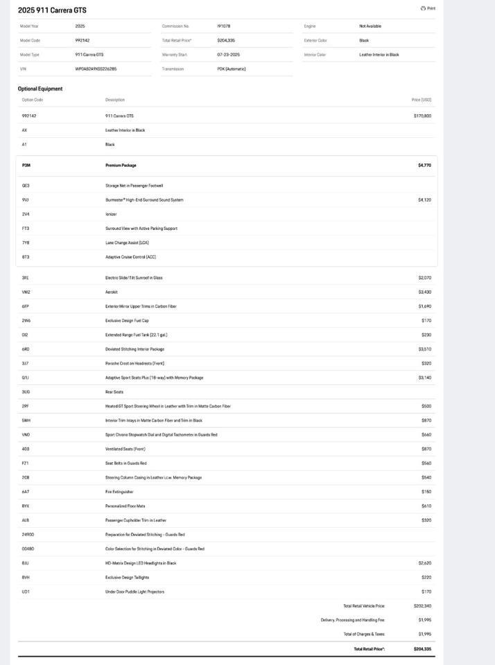 2025 Porsche 911 Carrera GTS Pompano Beach FL