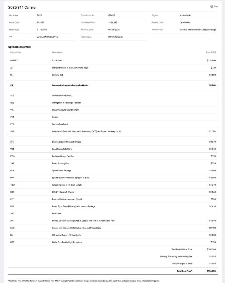 2025 Porsche 911 Carrera Pompano Beach FL