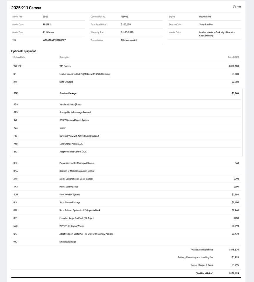 2025 Porsche 911 Carrera Pompano Beach FL