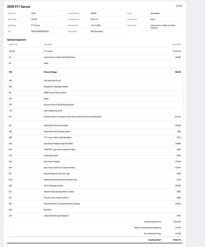 2025 Porsche 911 Carrera Pompano Beach FL