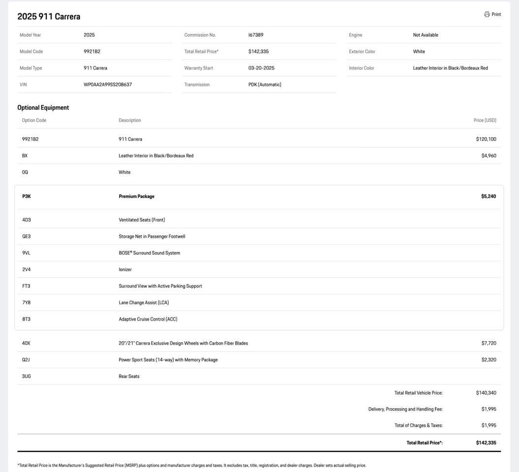 2025 Porsche 911 Carrera Pompano Beach FL
