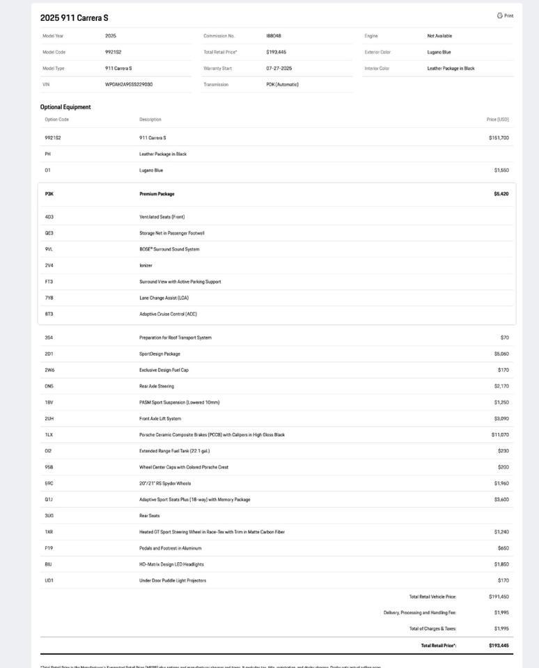 2025 Porsche 911 Carrera S Pompano Beach FL