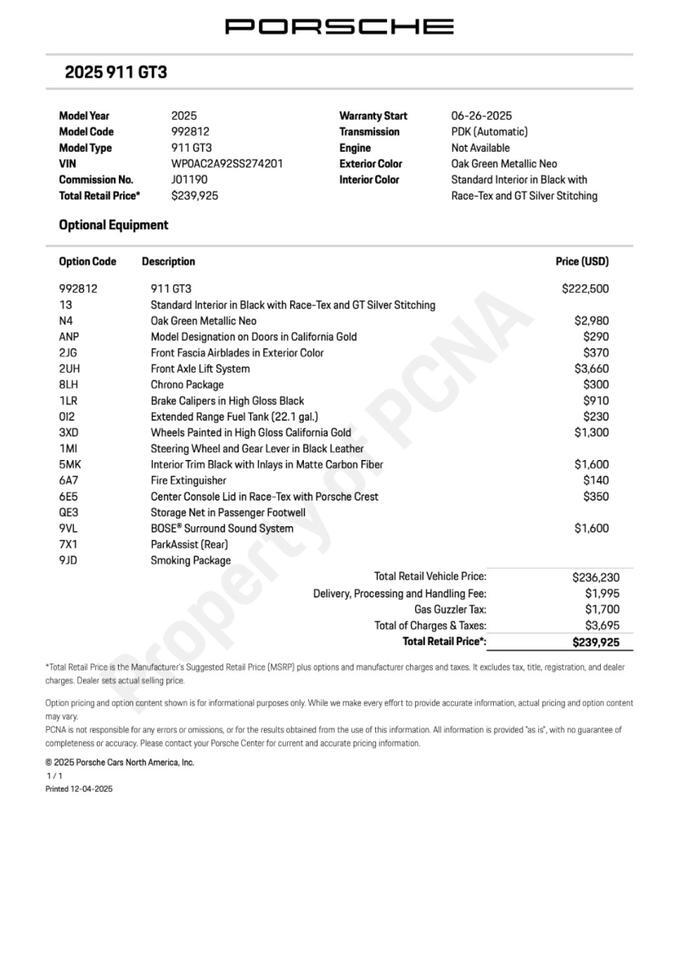 2025 Porsche 911 GT3