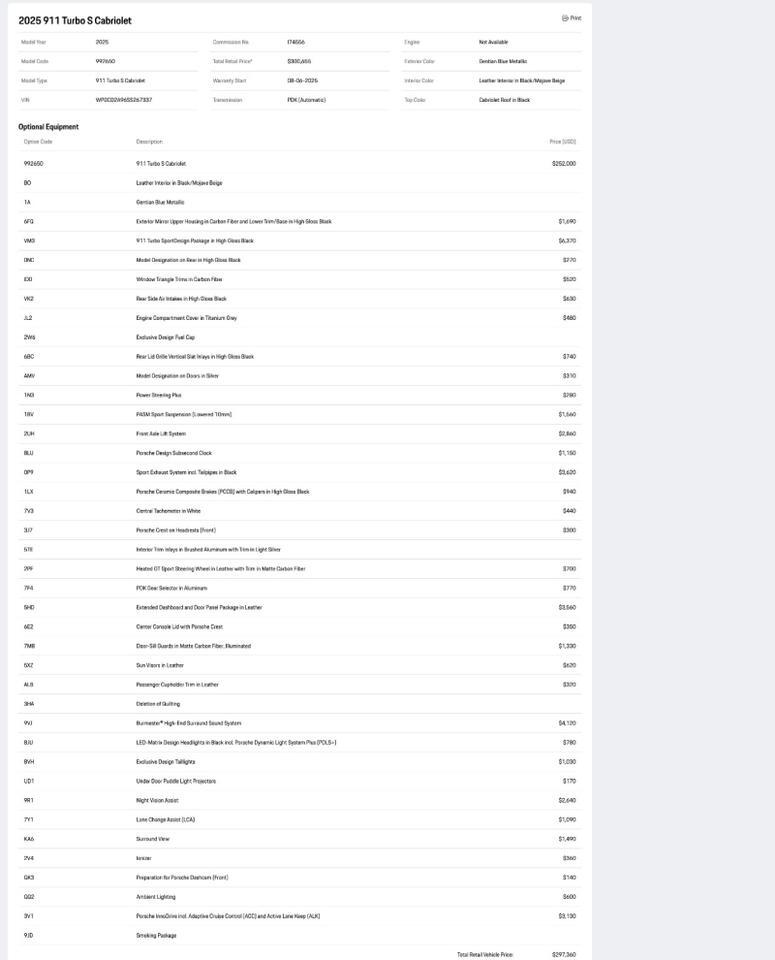 2025 Porsche 911 Turbo S Cabriolet Pompano Beach FL