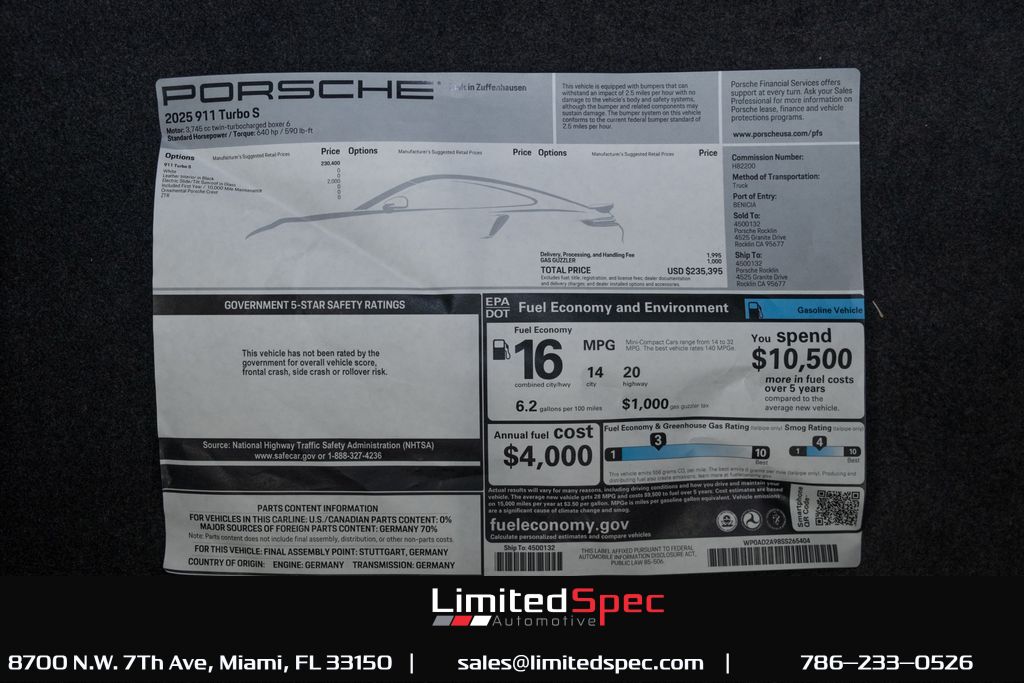 2025 Porsche 911 Turbo S Miami FL