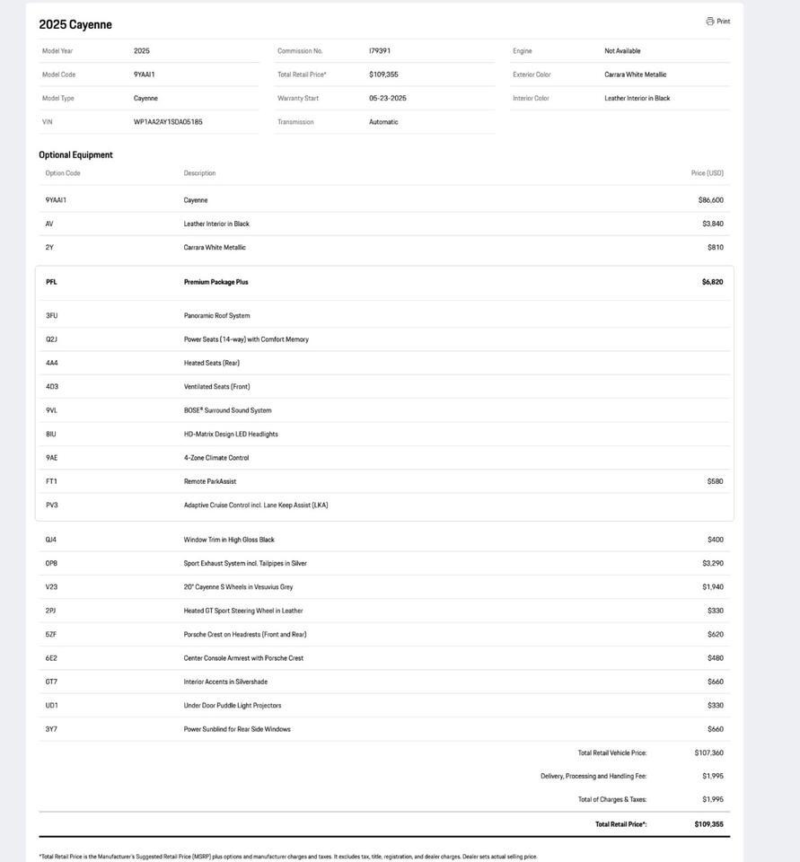 2025 Porsche Cayenne Pompano Beach FL