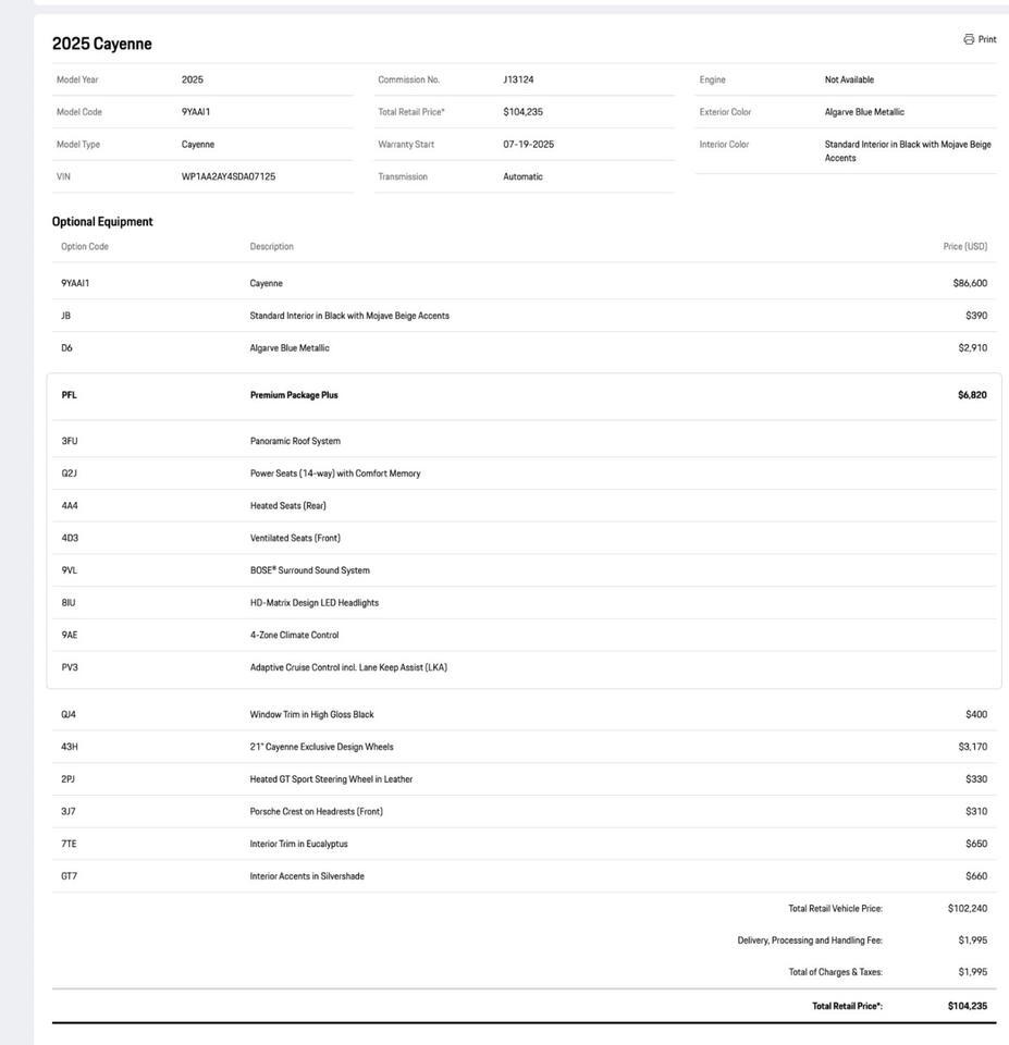 2025 Porsche Cayenne Pompano Beach FL