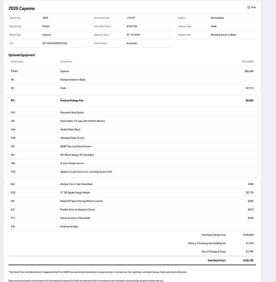 2025 Porsche Cayenne Pompano Beach FL