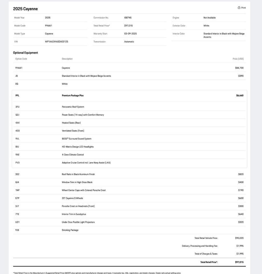 2025 Porsche Cayenne Pompano Beach FL