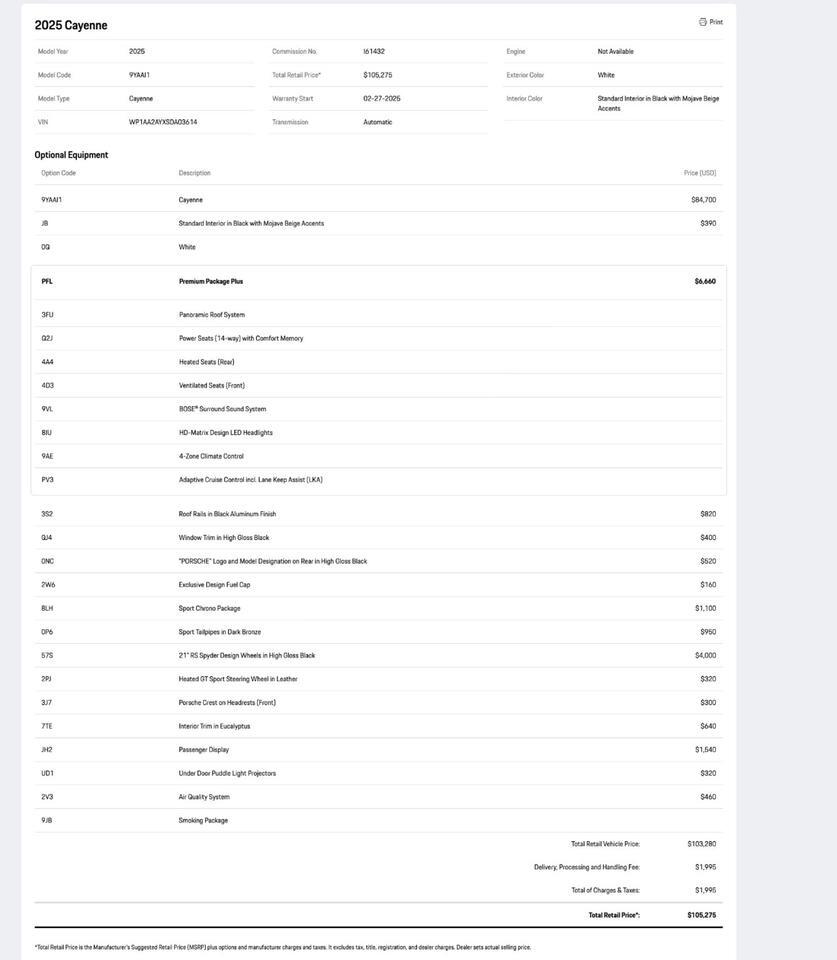 2025 Porsche Cayenne Pompano Beach FL