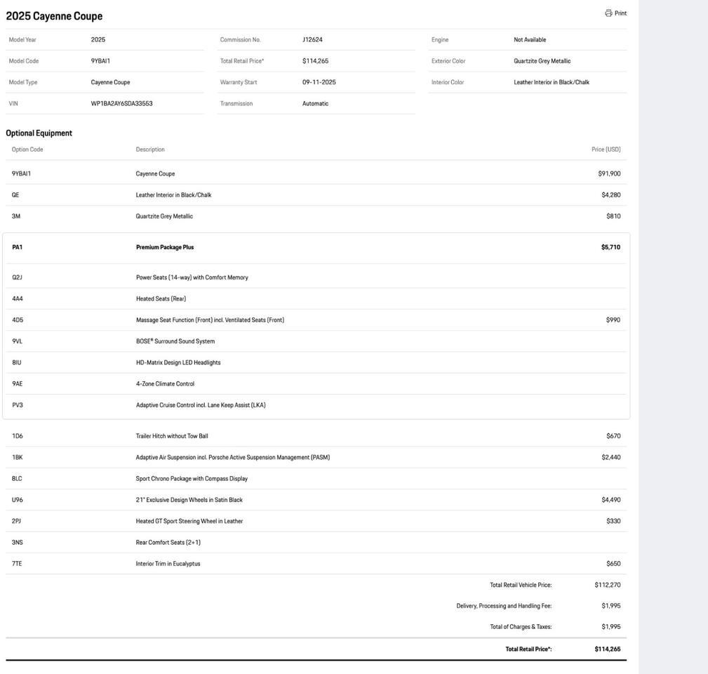 2025 Porsche Cayenne Coupe Pompano Beach FL