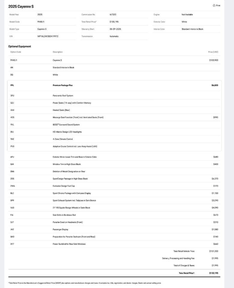 2025 Porsche Cayenne S Pompano Beach FL