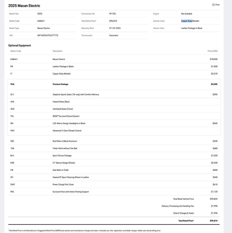 2025 Porsche Macan Electric Pompano Beach FL