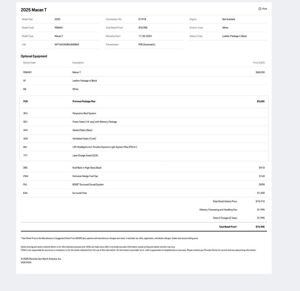 2025 Porsche Macan T Pompano Beach FL