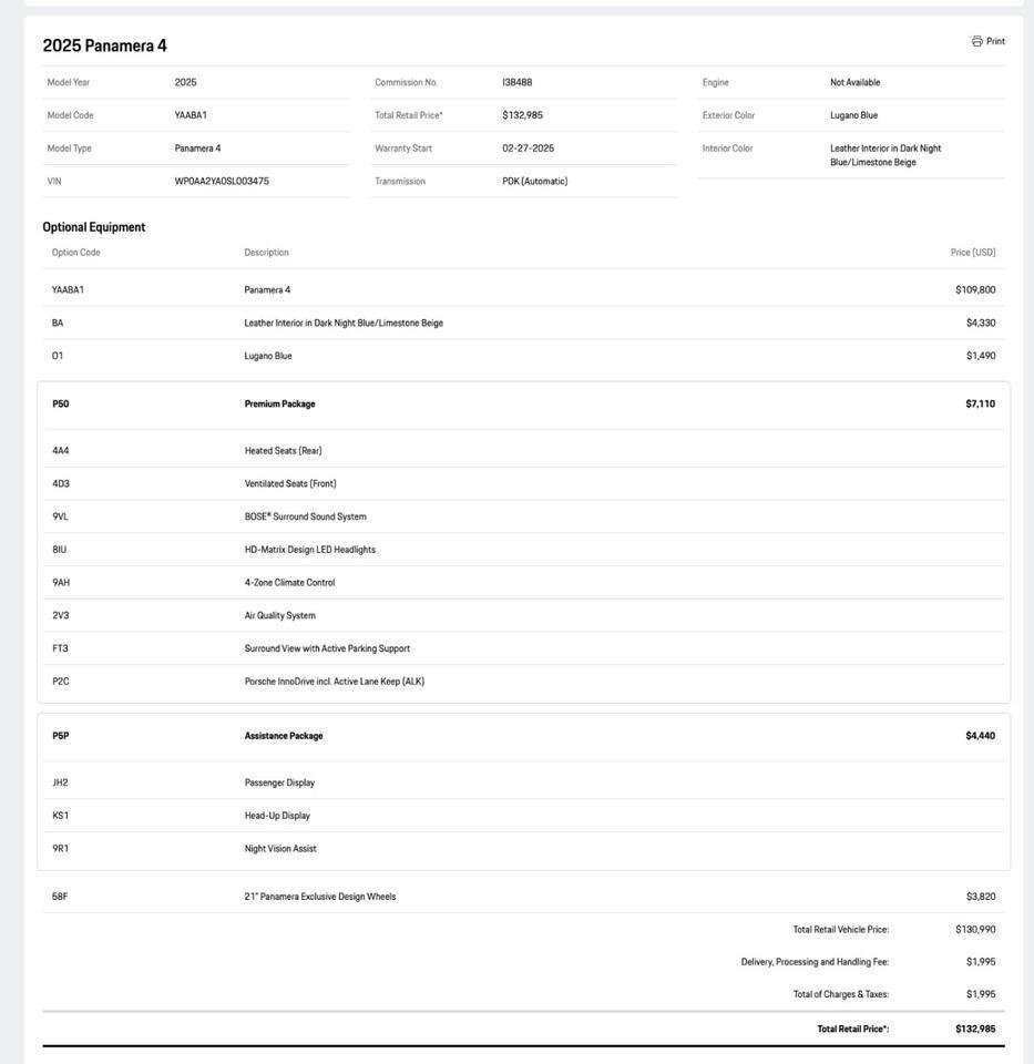 2025 Porsche Panamera 4 Pompano Beach FL