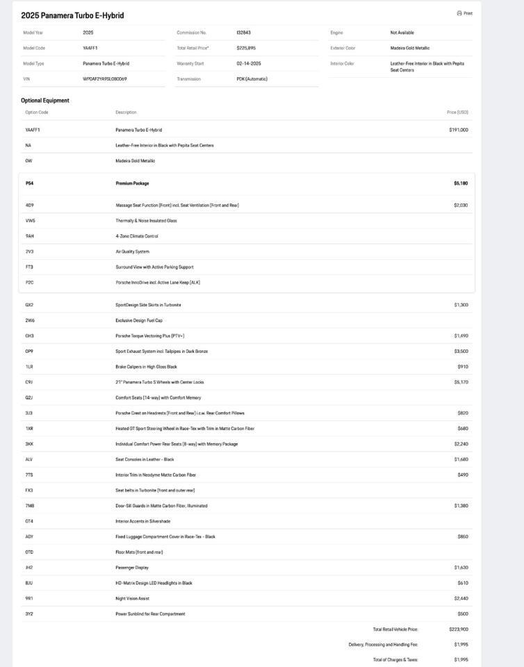 2025 Porsche Panamera Turbo E-Hybrid Pompano Beach FL