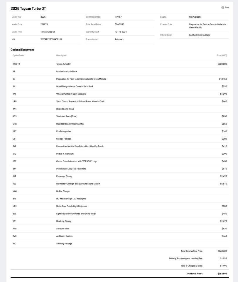 2025 Porsche Taycan Turbo GT Pompano Beach FL