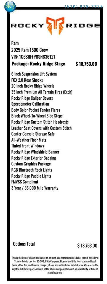 2025 Ram 1500 Crew Cab 4WD Big Horn ROCKY RIDGE West Chester PA