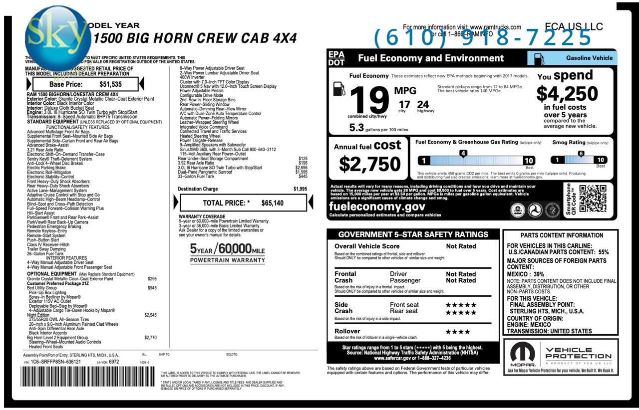 2025 Ram 1500 Crew Cab 4WD Big Horn ROCKY RIDGE West Chester PA