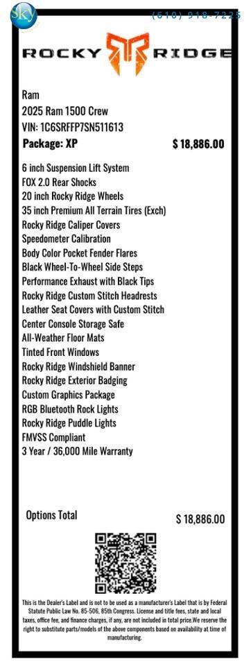 2025 Ram 1500 Crew Cab 4WD Big Horn ROCKY RIDGE XP West Chester PA