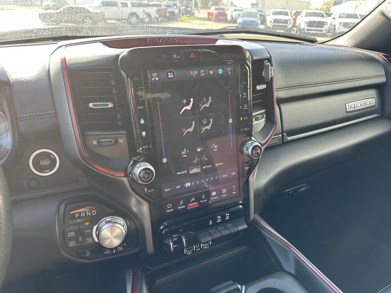 2025 Ram 1500 Rebel Crew Cab 4x4 | Low KMs | 3L Hurricane | Black w Red Inserts | 12IN Display | NAV Redwater AB
