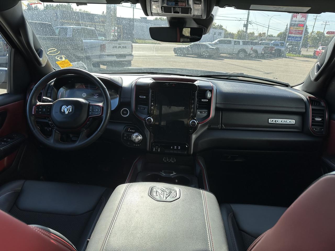2025 Ram 1500 Rebel Crew Cab 4x4 | Low KMs | 3L Hurricane | Black w Red Inserts | 12IN Display | NAV Redwater AB